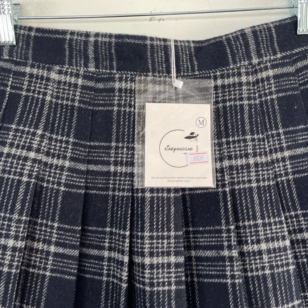 Gorgeous Thick Plaid Mini Skirt Blue/Gray - M